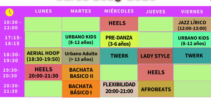 HORARIOS SALA DE BAILE